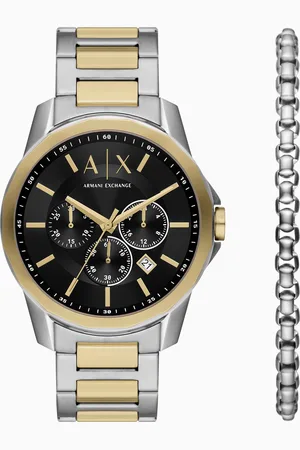 Armani Exchange Two-Tone Stainless Steel Chronograph Watch Set with Bracelet