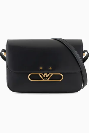 Emporio Armani Smooth leather shoulder bag with metal eagle logo