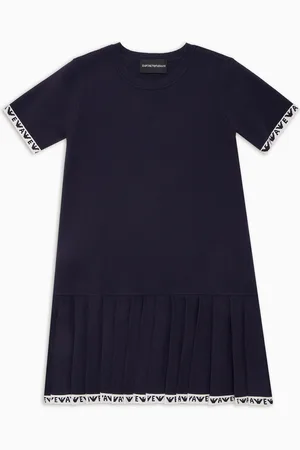 Emporio Armani Knitted dress with pleated skirt and logo trim