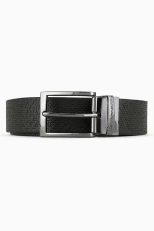 Emporio Armani Reversible leather belt in weave print