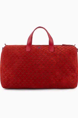 Emporio Armani Suede duffel bag with all-over embossed eagle