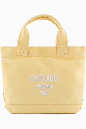 Emporio Armani Canvas shopper bag with logo embroidery