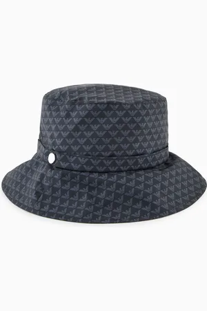 Emporio Armani Nylon cloche hat with all-over eagle logo