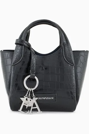 Emporio Armani Small shopper bag with mock-croc finish and logo charm
