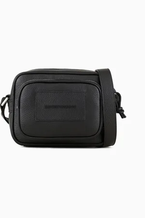 Emporio Armani Tumbled-leather camera case with shoulder strap