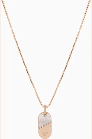 Emporio Armani Rose Gold-Plated Stainless Steel Dog Tag Necklace