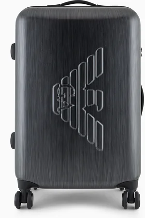 Emporio Armani ABS medium trolley suitcase with oversized, embossed eagle
