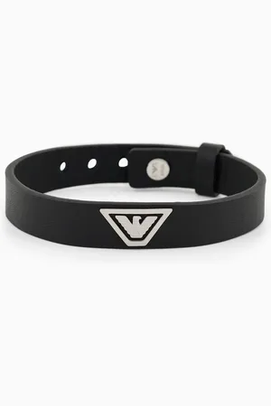 Emporio Armani Black Leather Strap Bracelet