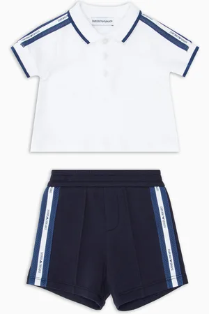 Emporio Armani Polo shirt and Bermuda shorts set in jersey with logo tape