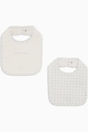 Emporio Armani Pack of two jersey bibs with op-art eagles and logo