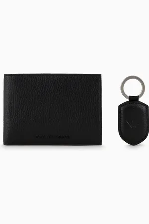 Emporio Armani Gift box with wallet and keyring in tumbled leather