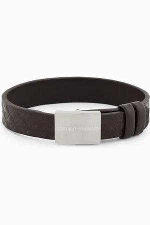 Emporio Armani Black Leather Strap Bracelet