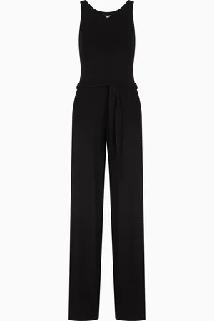 Emporio Armani ASV recycled viscose beachwear jumpsuit with micro stud logo