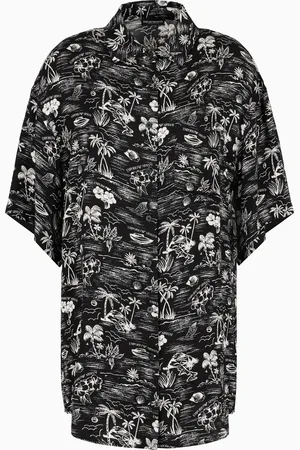 Emporio Armani Beachwear shirt dress with an all-over print