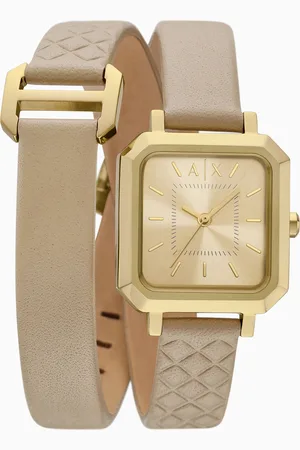Armani Exchange Three-Hand Brown Leather Watch
