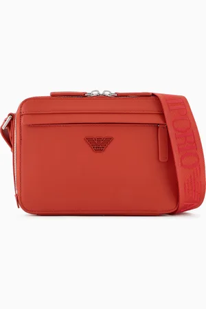 Emporio Armani ASV regenerated Saffiano leather mini camera bag with eagle plate