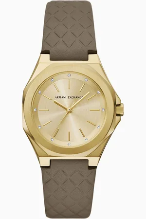 Armani Exchange Three-Hand Brown Leather Watch