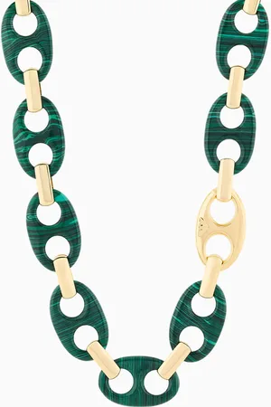 Emporio Armani Green Reconstituted Malachite Chain Necklace