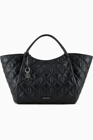 Emporio Armani Quilted nappa leather-effect oversized shopper bag