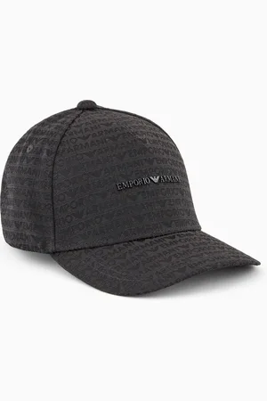 Emporio Armani Jacquard nylon baseball cap with all-over logo lettering