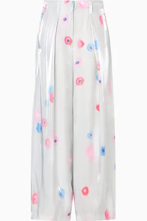 Emporio Armani Fluid viscose trousers with pleats and all-over floral print