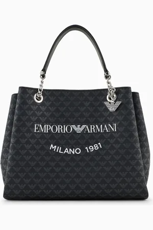 Emporio Armani All-over eagle handbag with Milano 1981 logo print