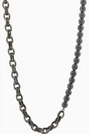 Armani Exchange Gunmetal Hematite Chain Necklace