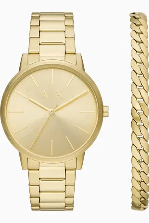 Armani Exchange Three-hand watch and stainless steel bracelet set