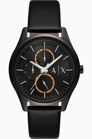 Armani Exchange Multifunction Black Leather Watch