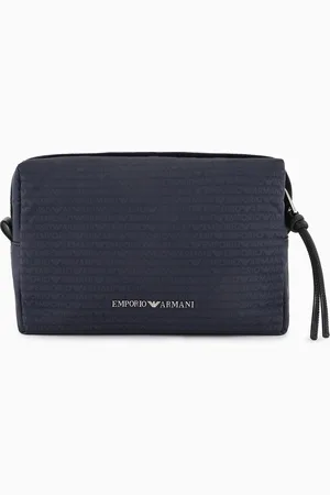 Emporio Armani Nylon pouch with jacquard all-over logo lettering