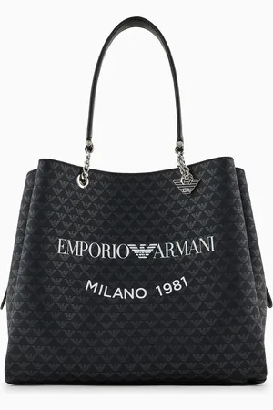 Emporio Armani All-over eagle shopper bag with eagle charm