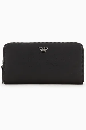 Emporio Armani ASV regenerated Saffiano leather zip-around wallet with eagle plate