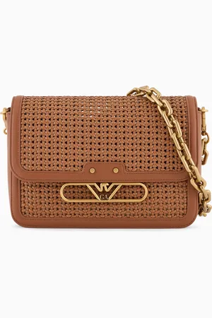 Emporio Armani Interwoven shoulder bag with metal eagle logo