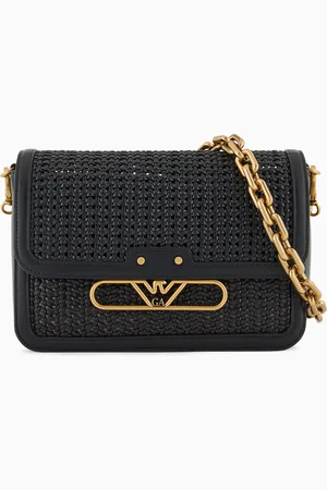 Emporio Armani Interwoven shoulder bag with metal eagle logo