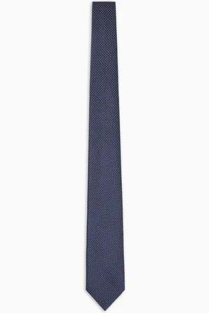 Emporio Armani Pure silk tie with jacquard micro-check pattern