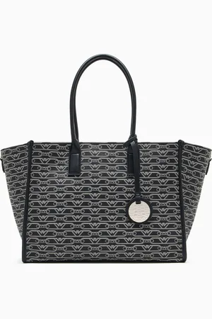 Emporio Armani Medium shopper bag with all-over monogram print