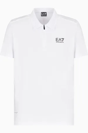 EA7 Dynamic Athlete polo shirt in Natural VENTUS7 technical fabric
