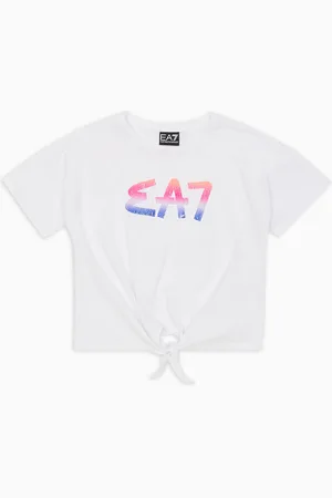 EA7 Logo Series Girl stretch-cotton crew-neck T-shirt