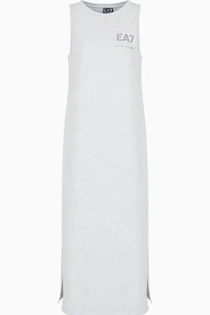 EA7 Logo Series stretch-cotton long dress
