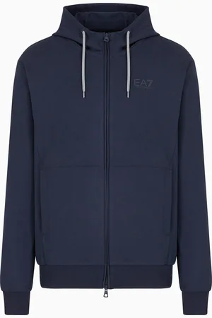 EA7 Visibility cotton hooded, zip-up sweatshirt