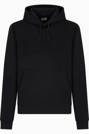EA7 Logo Series organic-cotton hooded sweatshirt