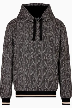 EA7 Jacquard interlock hooded sweatshirt
