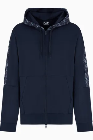 EA7 Cotton-blend hooded Logo Series sweatshirt