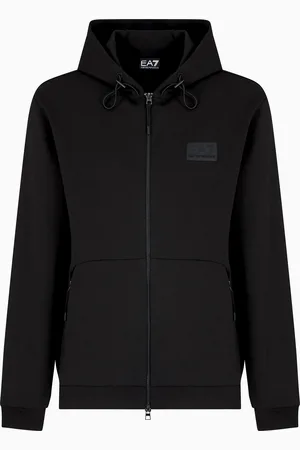 EA7 Lux Identity cotton-blend interlock hooded sweatshirt