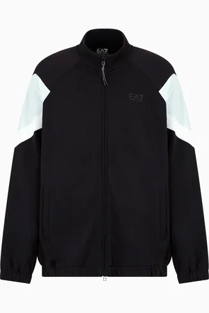 EA7 7 Lines cotton jersey zip-up sweatshirt