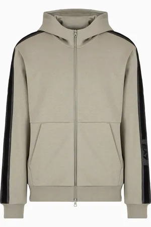 EA7 Logo Series hooded cotton-jersey sweatshirt