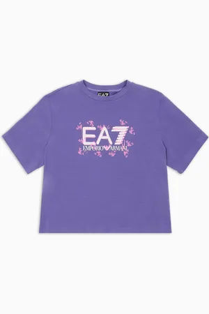 EA7 Logo Series Girl stretch cotton T-shirt