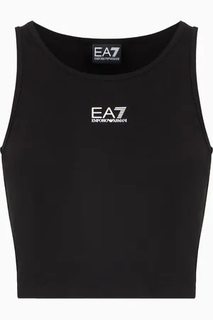 EA7 Logo Series stretch-cotton top