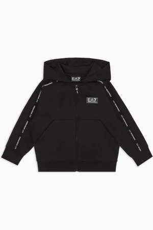EA7 Logo Series Boy hooded cotton sweatshirt