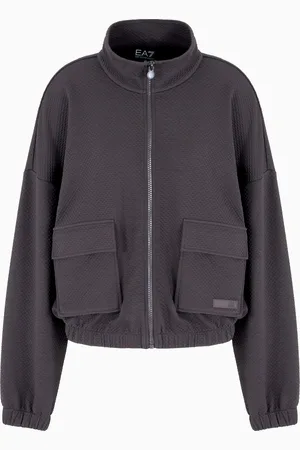 EA7 Stretch cotton-blend sweatshirt with patch pockets